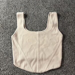 House of Harlow 1960 Olive Tan Beige Cropped Corset Tank Top Women’s (M) Medium